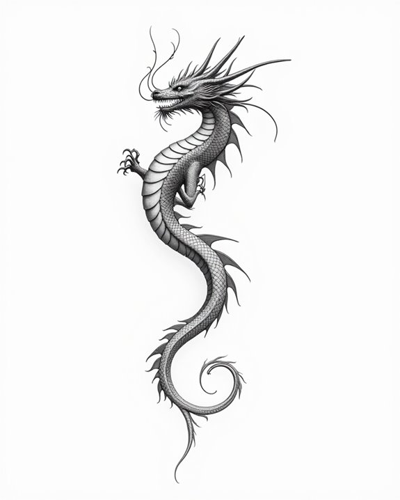 elegant flowing dragon tattoo