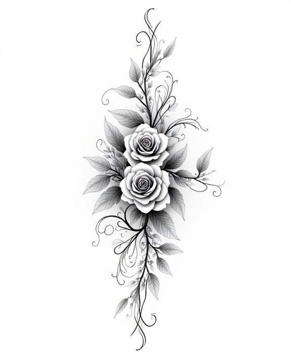 elegant garden rose tattoo