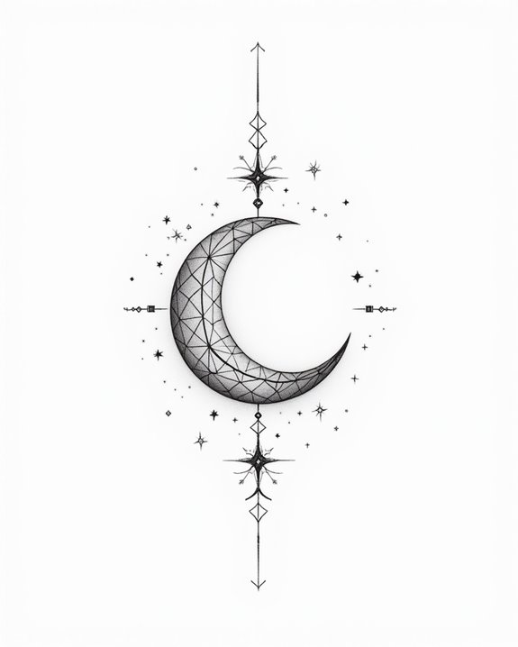 elegant geometric lunar tattoo