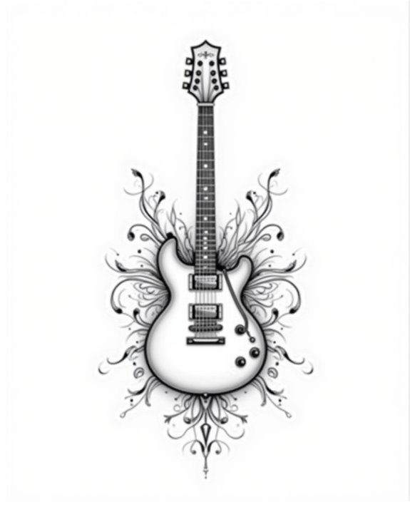 elegant guitar silhouette design
