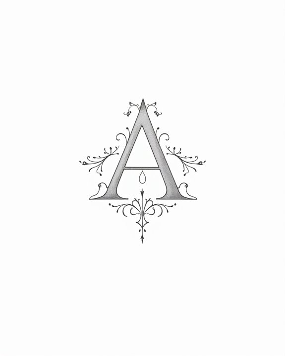 elegant initial calf tattoo