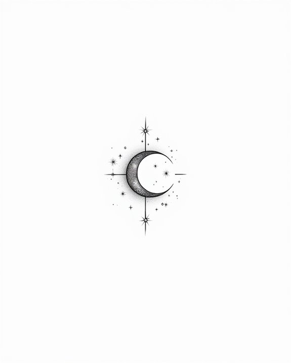 elegant lunar collarbone tattoo