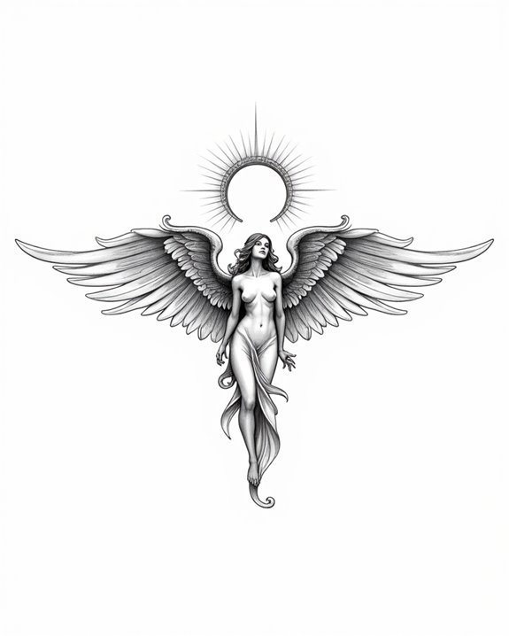 elegant minimalist angel tattoo