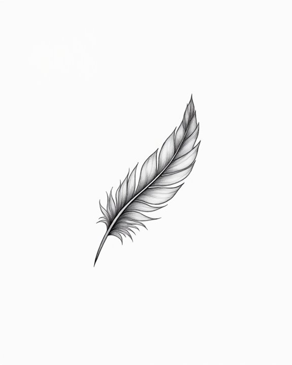 elegant minimalist feather tattoo