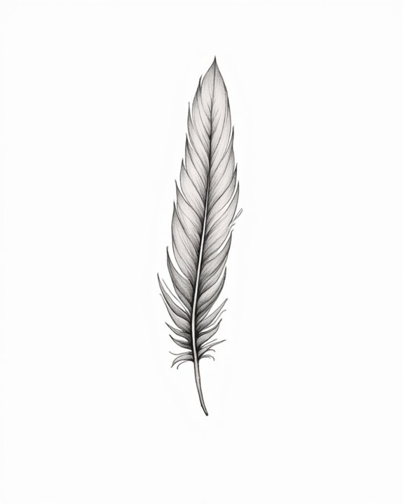 elegant minimalist feather tattoo