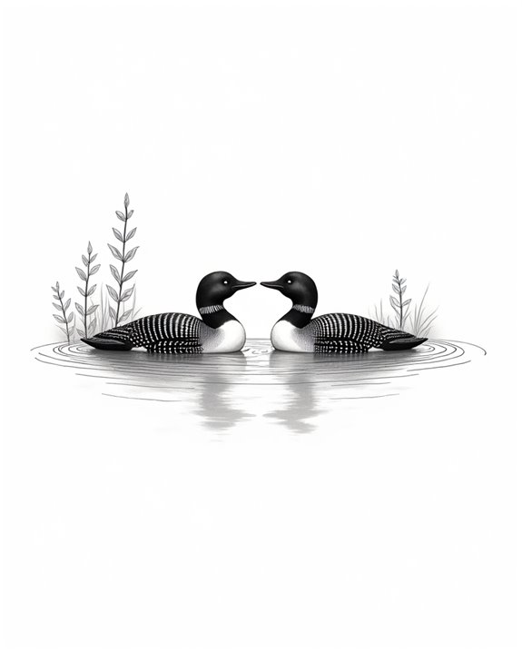 elegant minimalist loon tattoos