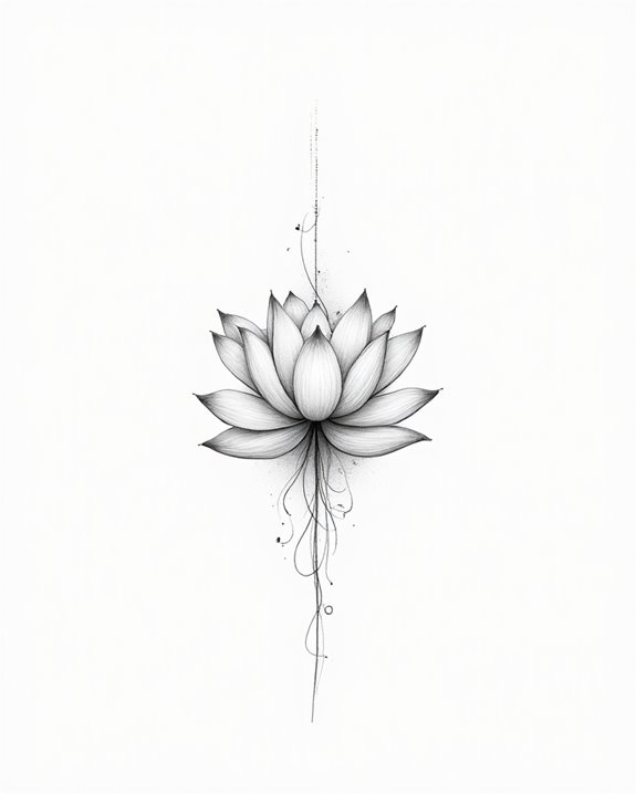 elegant minimalist lotus tattoos