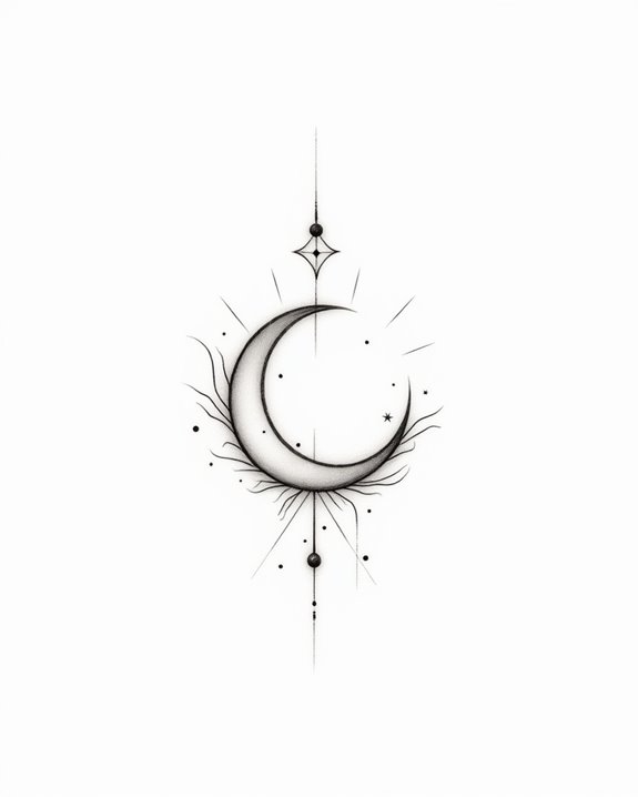 elegant minimalist moon tattoo