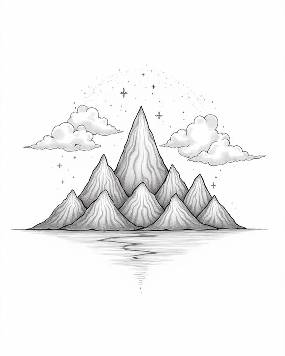 elegant minimalist mountain tattoos