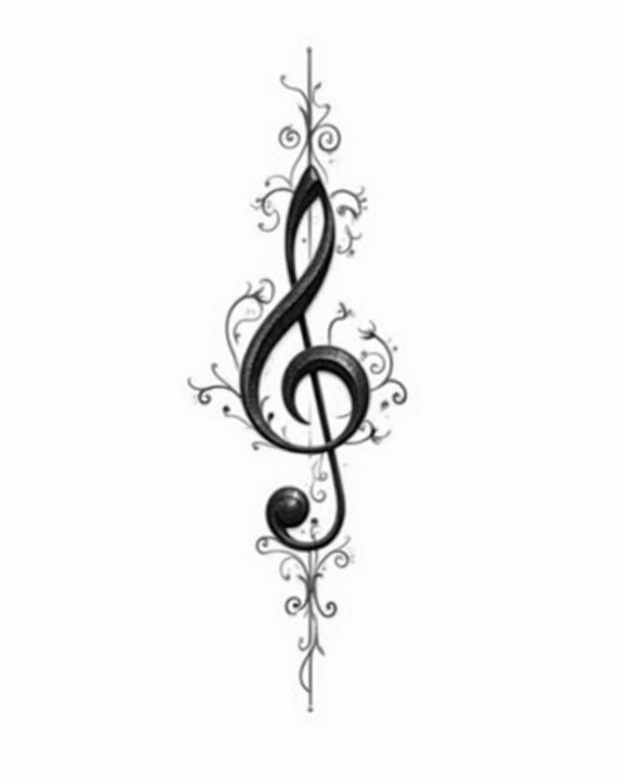 elegant minimalist music tattoo