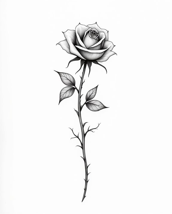 elegant minimalist rose tattoo