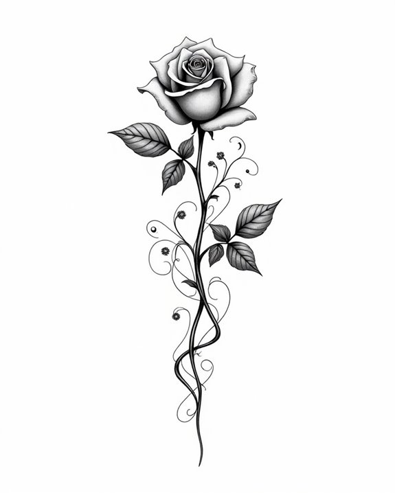 elegant minimalist rose tattoos