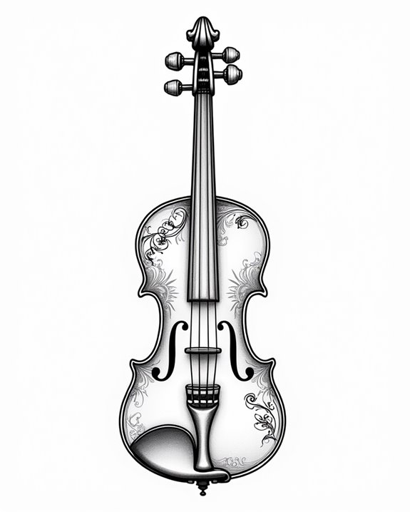 elegant minimalist violin tattoo