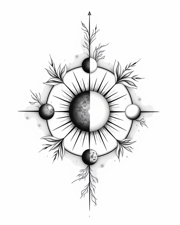 elegant moon sun tattoos