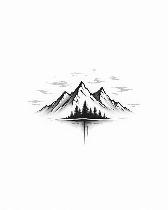 elegant nature inspired mountain tattoo