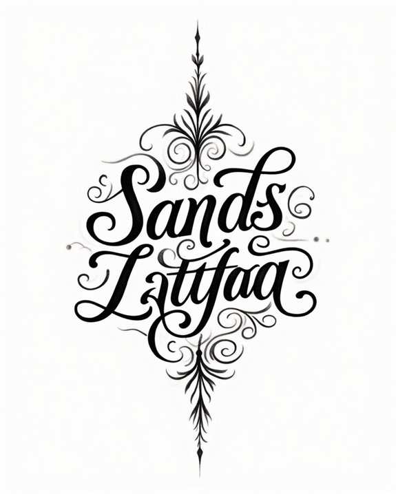 elegant ornate lettering shadows