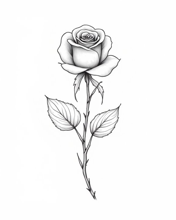 elegant rose and leaf