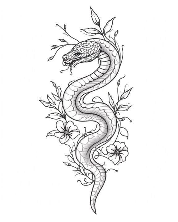 elegant snake and flora
