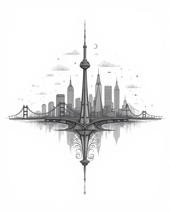 elegant urban skyline tattoo