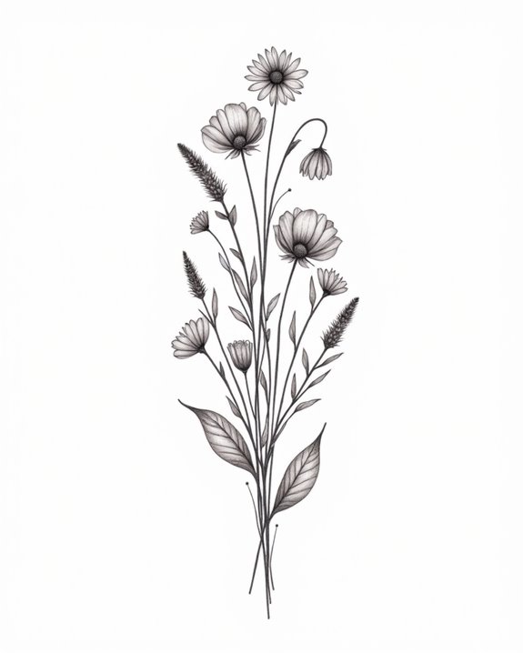 elegant wildflower tattoo design