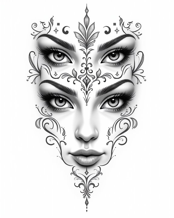 expressive monochrome portrait tattoos