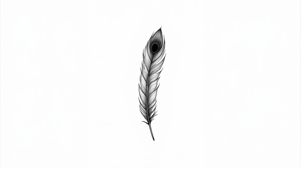 fine line feather tattoos