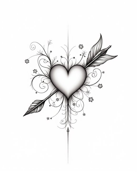 floating heart and arrow