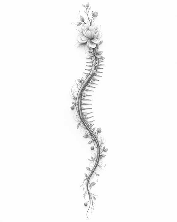 floral spine tattoo elegance