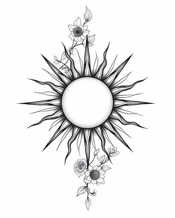 floral sun symbolizing growth