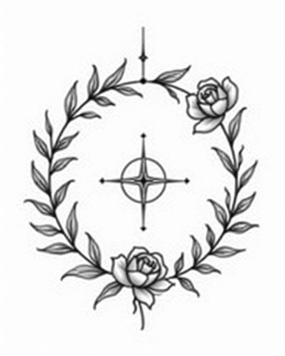floral tattoo with coordinates