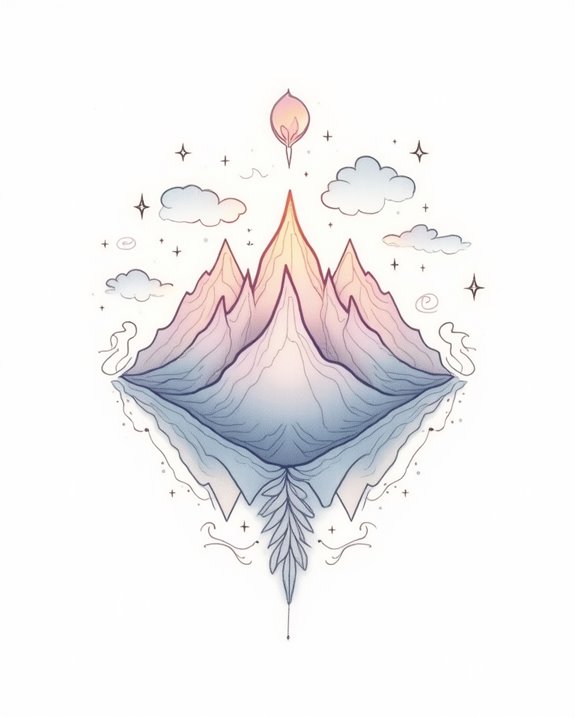 futuristic glowing mountain tattoo