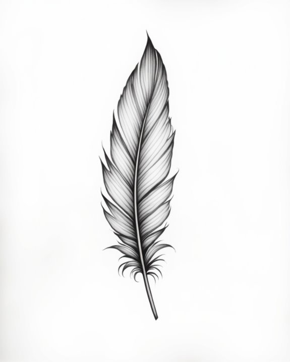 geometric feather calf tattoo