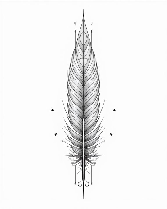 geometric feather wing tattoos
