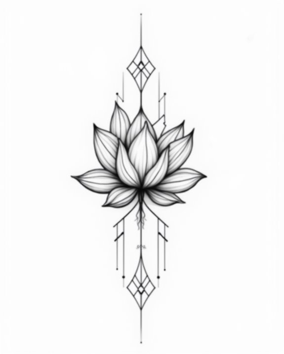 geometric fine line lotus