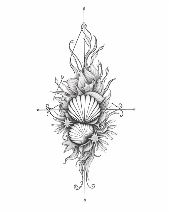 geometric ocean tattoo design