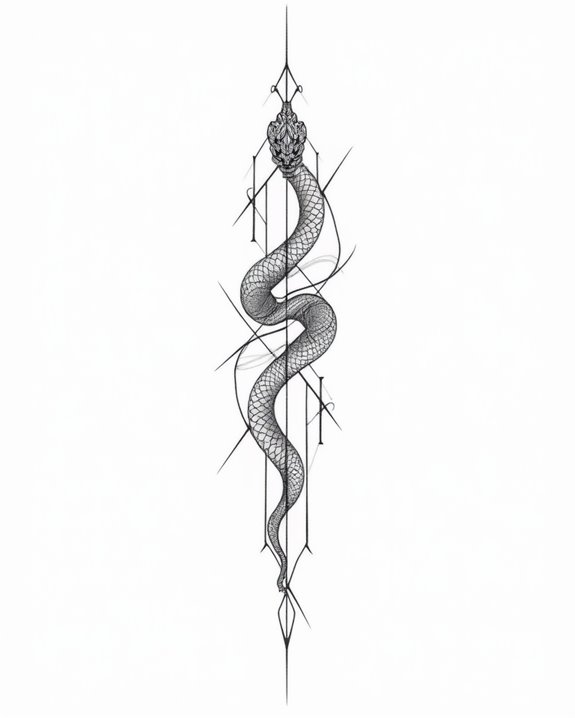 geometric snake tattoo design