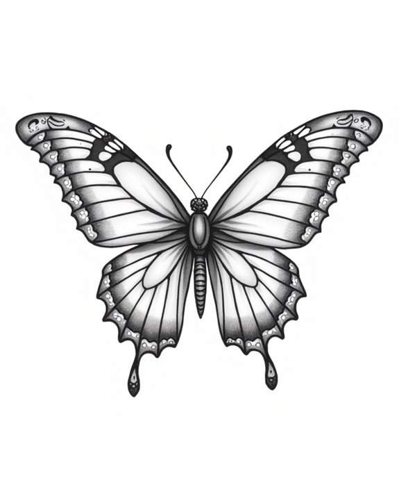 gothic butterfly skeleton tattoos