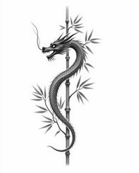 graceful dragon bamboo motif