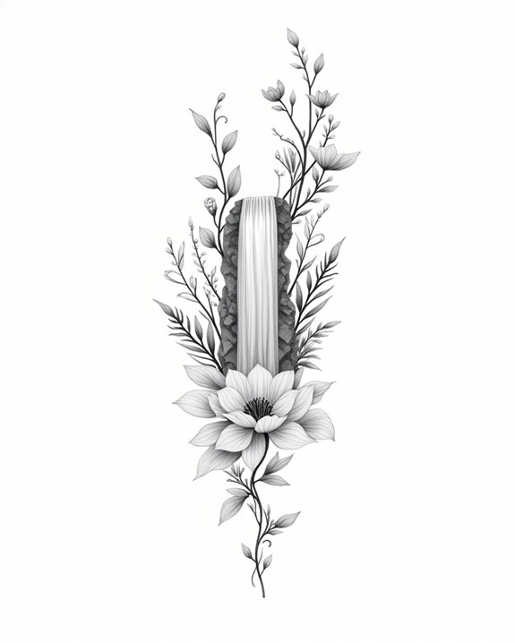 graceful waterfall nature tattoo