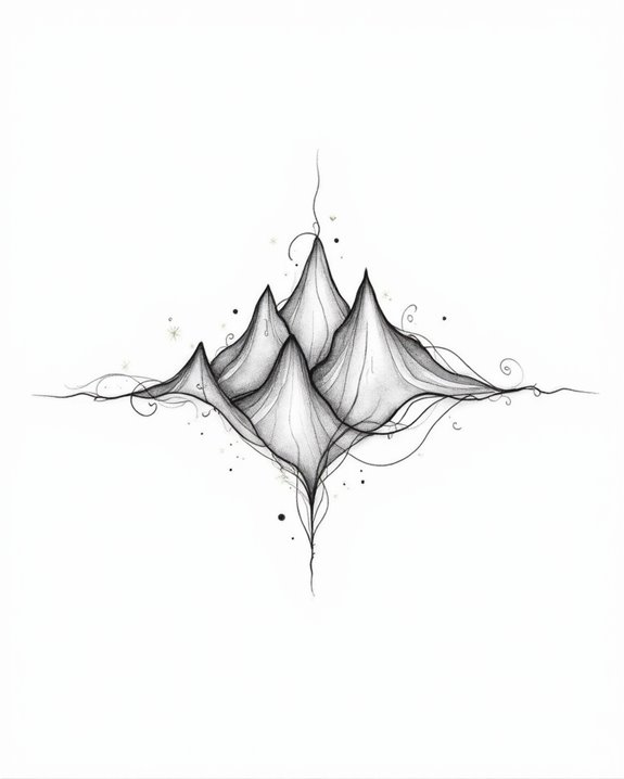 intricate abstract mountain tattoos
