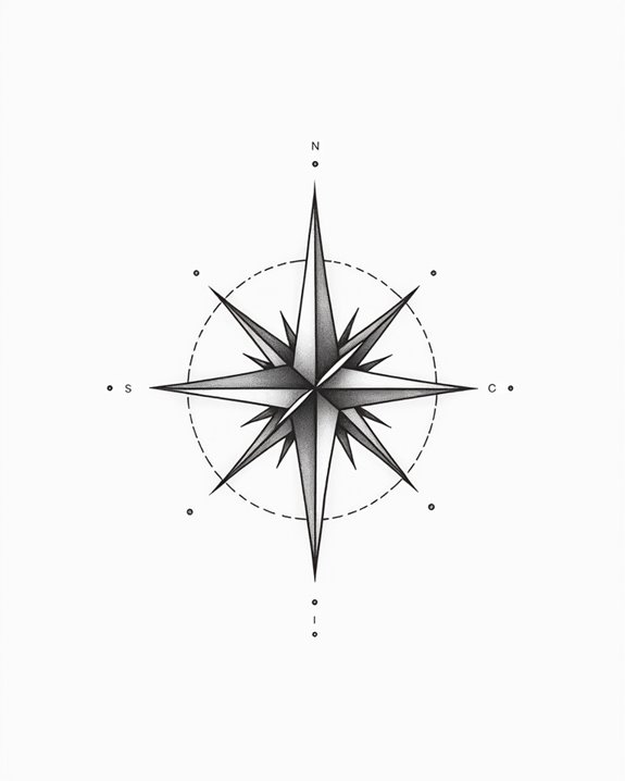 intricate linear compass design