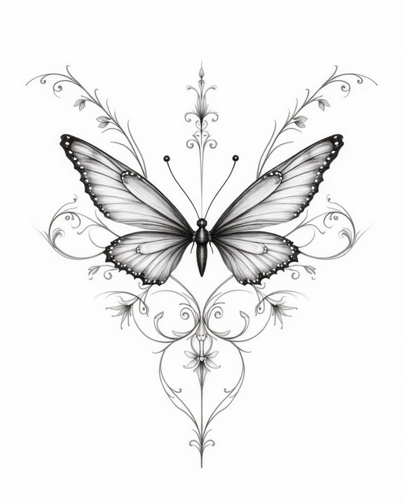 intricate twin butterfly outlines