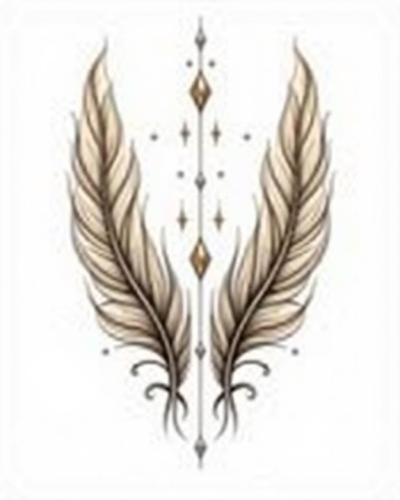 metallic abstract feather tattoos