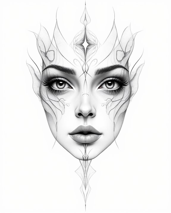 minimalist abstract face tattoos