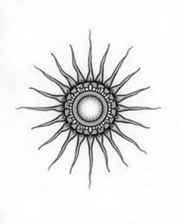 minimalist abstract sun tattoo