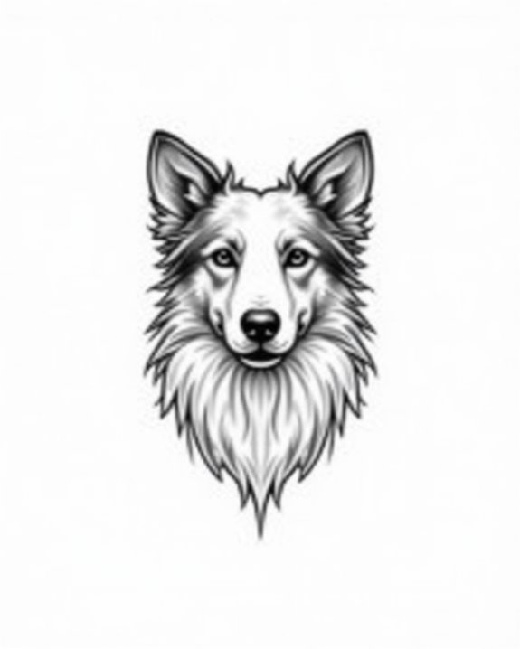 minimalist border collie tattoo
