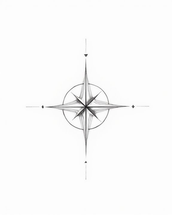 minimalist compass tattoo design
