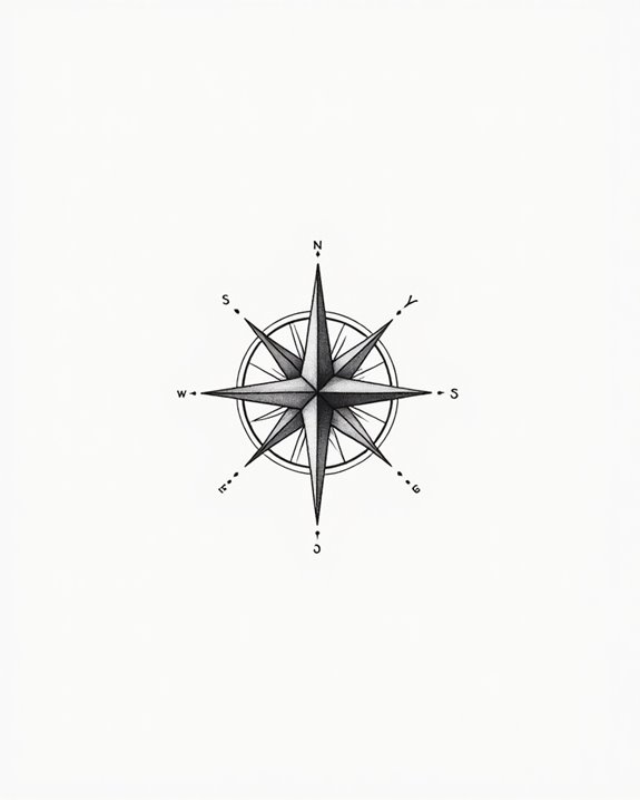 minimalist compass with accents