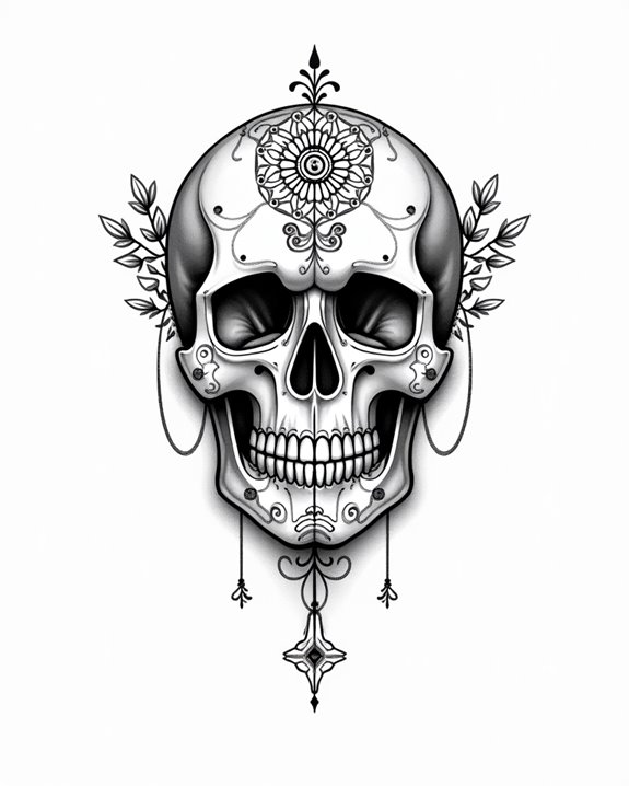 minimalist fine line skulls