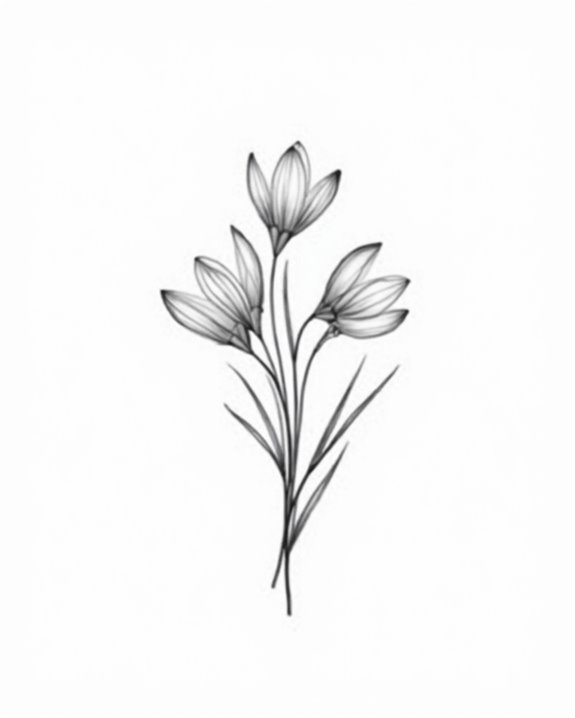 minimalist floral ankle tattoo